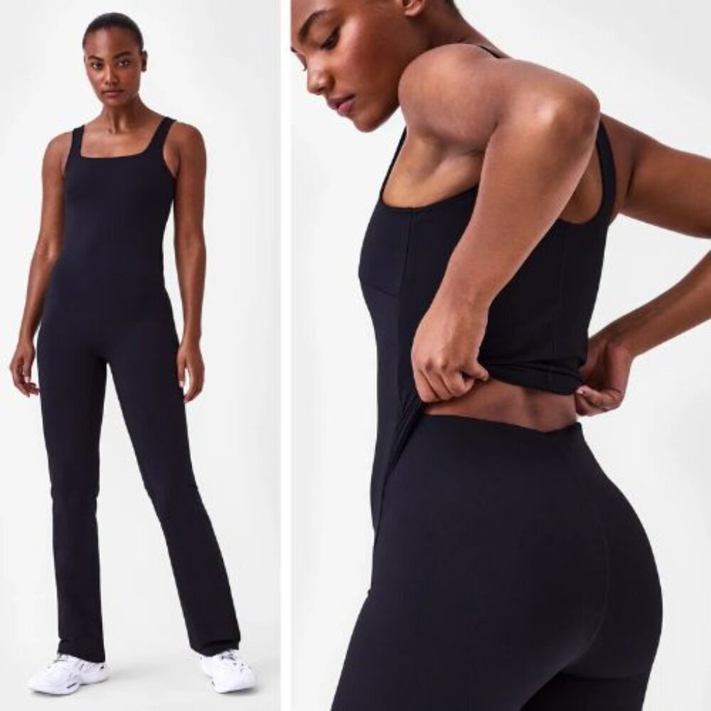 Spanx Black Booty Boost Active Flare Jumpsuit Size XS 54126